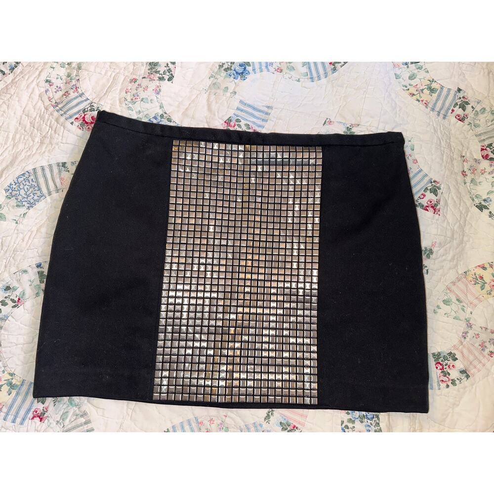 MASON BLACK STUDDED PANEL MINISKIRT 6 - Picture 2 of 7
